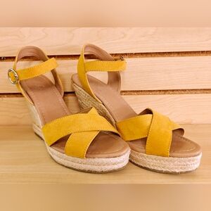 Mustard color Sugar espadrille wedges Size 8.5